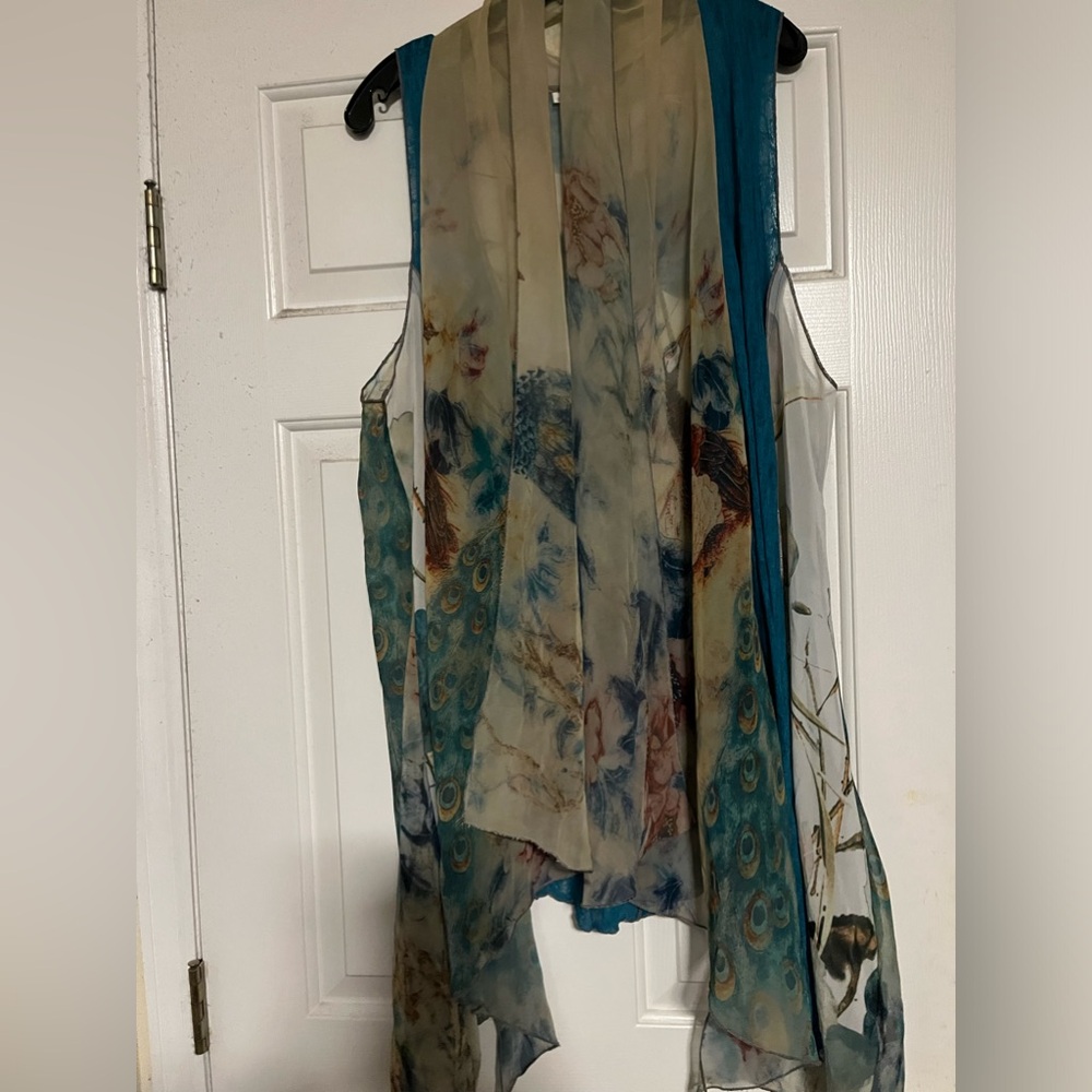 chiffon mixed media flowy boho vest